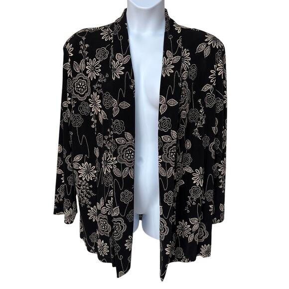 Vikki Vi Woman Open Front Black Cardigan - Jacket with Floral Print size 3X - Picture 4 of 10